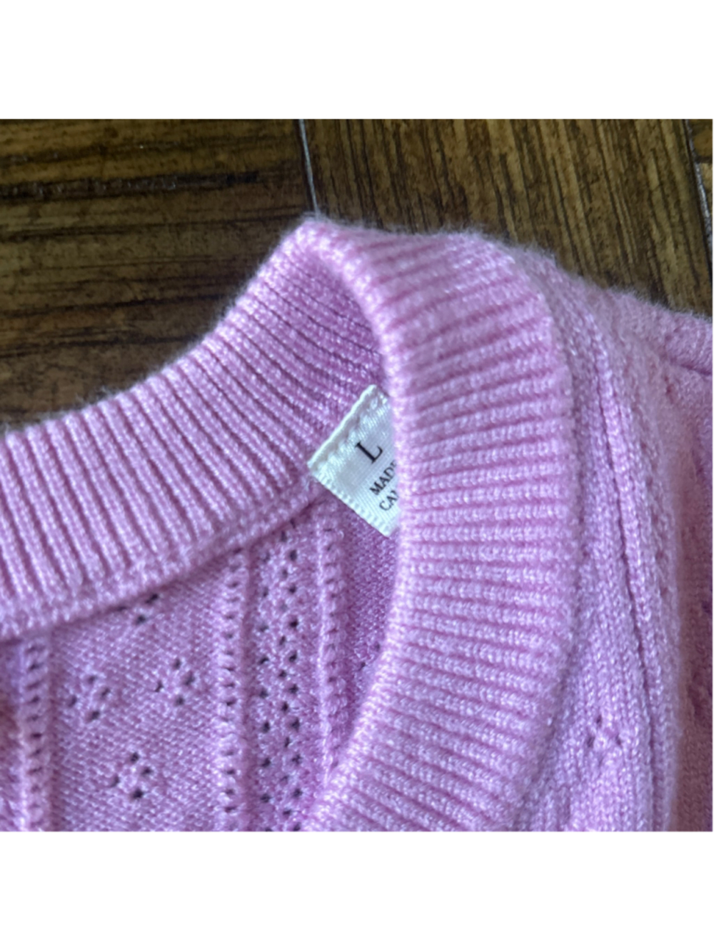 Women's Alo Yoga Pointelle sweater be mine cardigan Size L candy heart pink - Picture 5 of 5